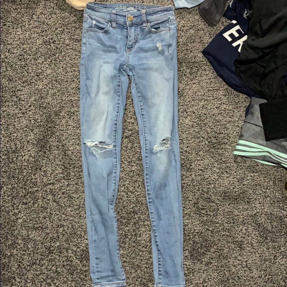 light blue skinny jeans